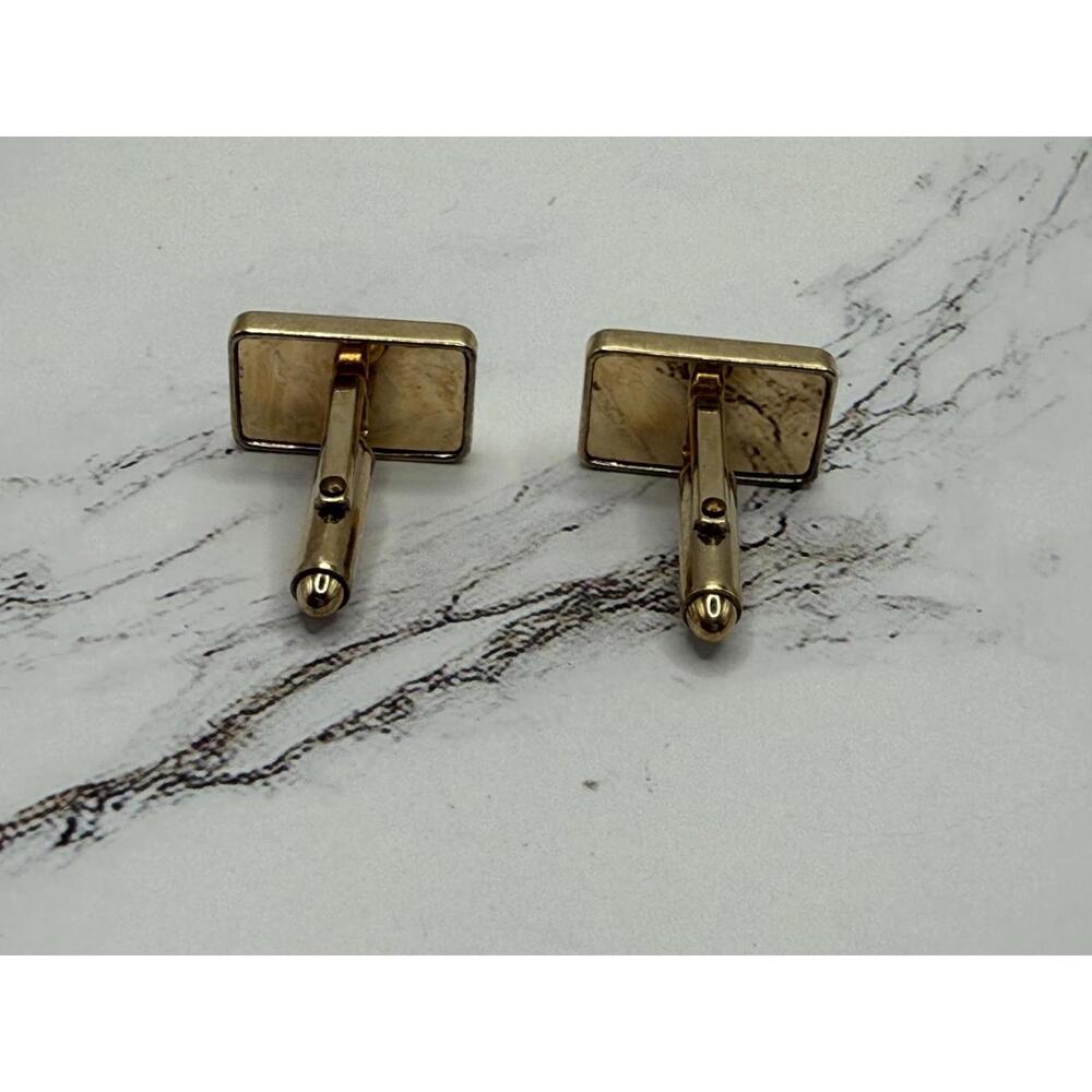 Vintage Golden Radiance Rectangular Cufflinks - image 3